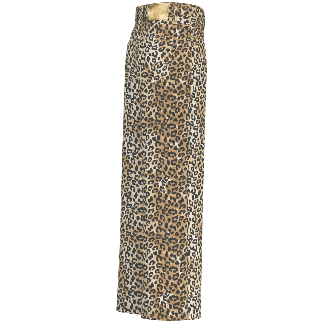 Spijkerbroek Cassie leopard Sand Animal Extra wide leg