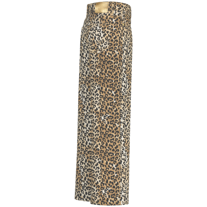 Spijkerbroek Cassie leopard Sand Animal Extra wide leg