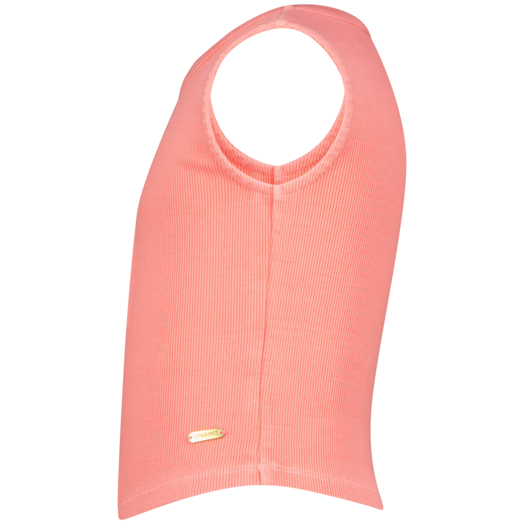 Top Basic - Crop Rib Top Neon Peach Comfort