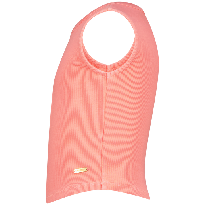 Top Basic - Crop Rib Top Neon Peach Comfort