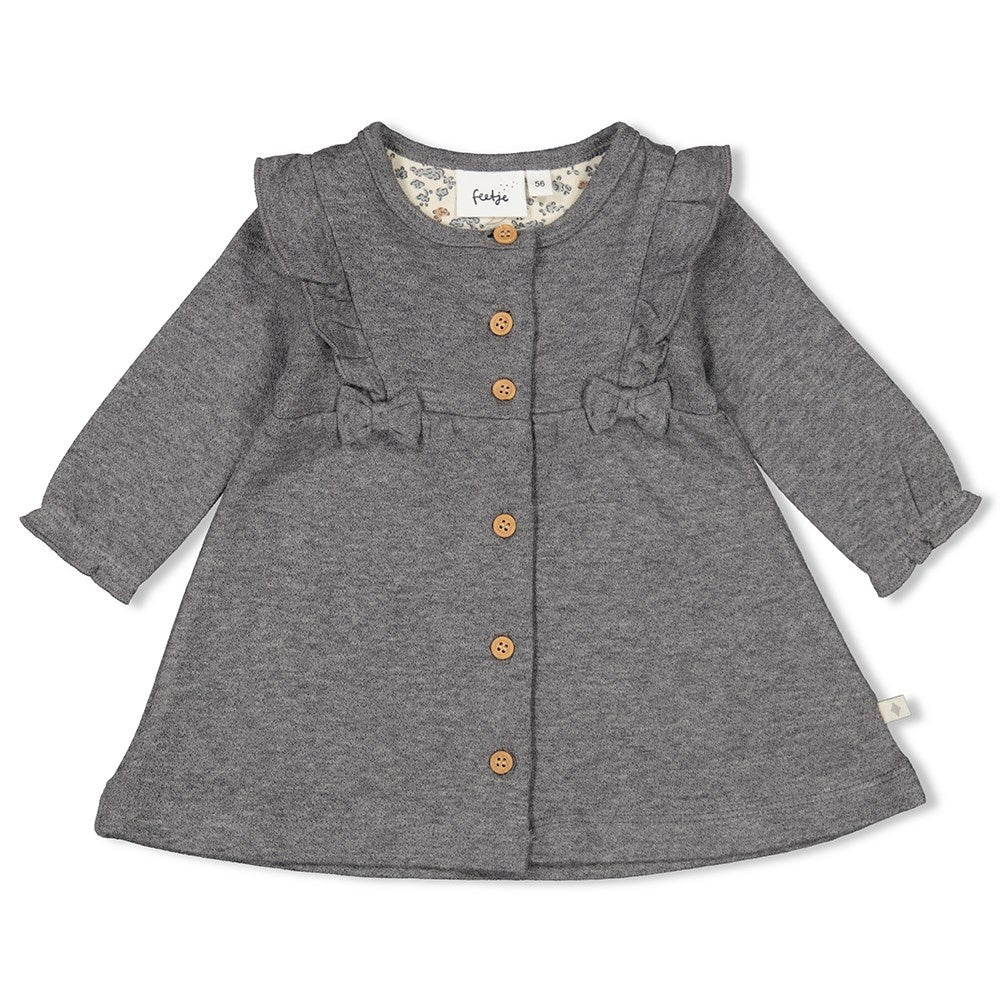 Jurk ruches Grijs melange - Stay Magical