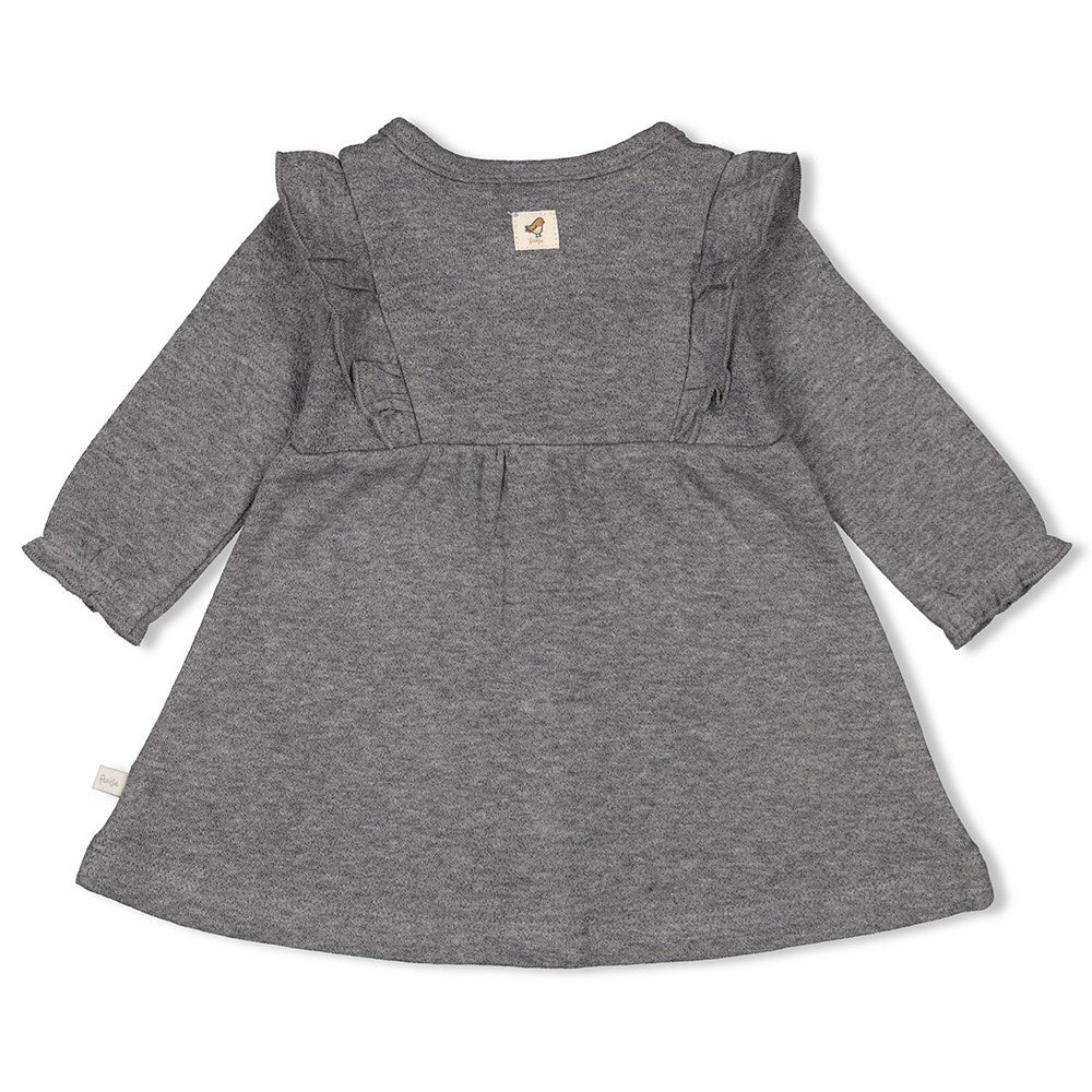 Jurk ruches Grijs melange - Stay Magical