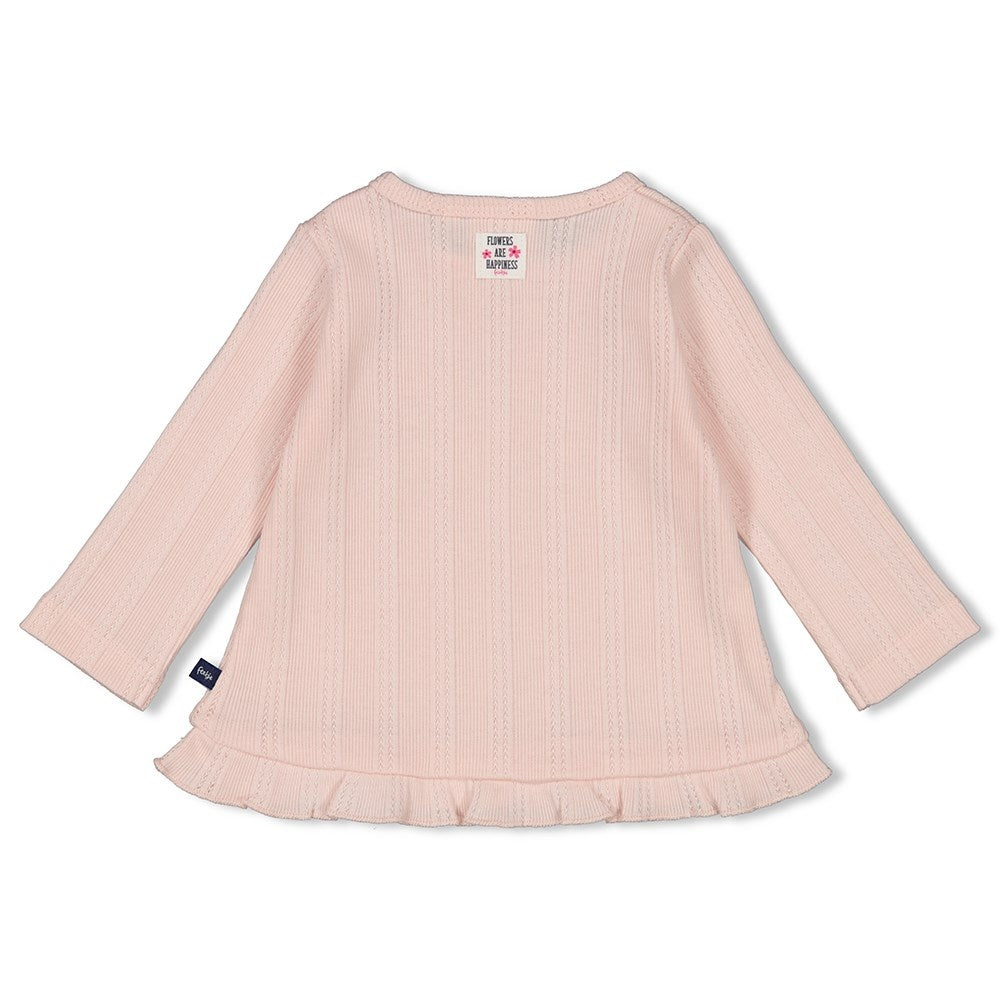 Longsleeve ajour rib l.Roze - Midnight Flowers