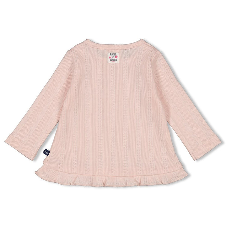 Longsleeve ajour rib l.Roze - Midnight Flowers