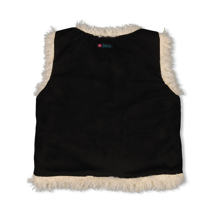 Omkeerbaar gilet sude look teddy Antraciet - Girls Club