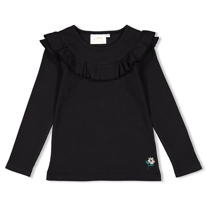 Longsleeve ruches Antraciet - Girls Club