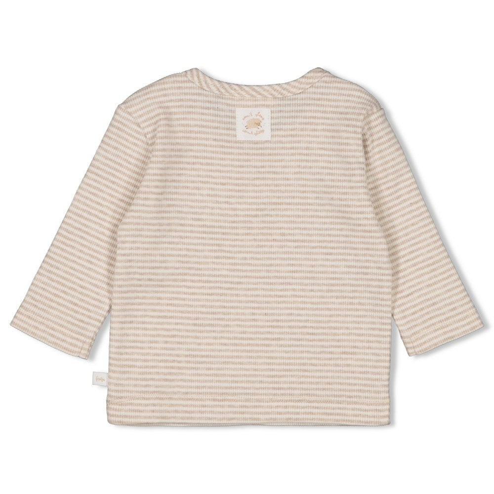 Longsleeve rib met streep Taupe melange - Sleepy Sheepy