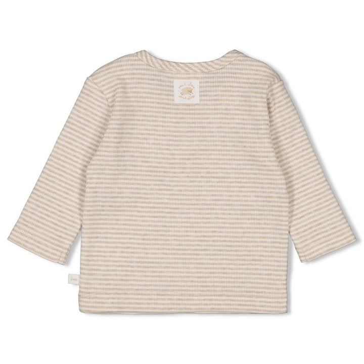 Longsleeve rib met streep Taupe melange - Sleepy Sheepy