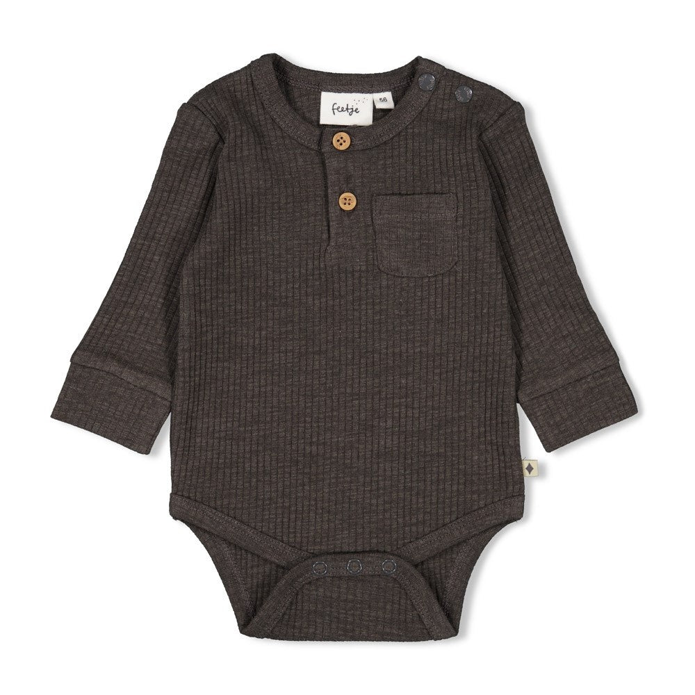 Romper rib Antraciet melange - Rawrsome