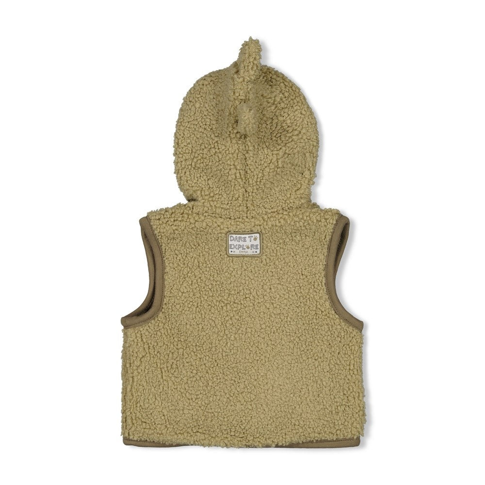 Bouclé-Weste mit Kapuze Grün - Rawrsome