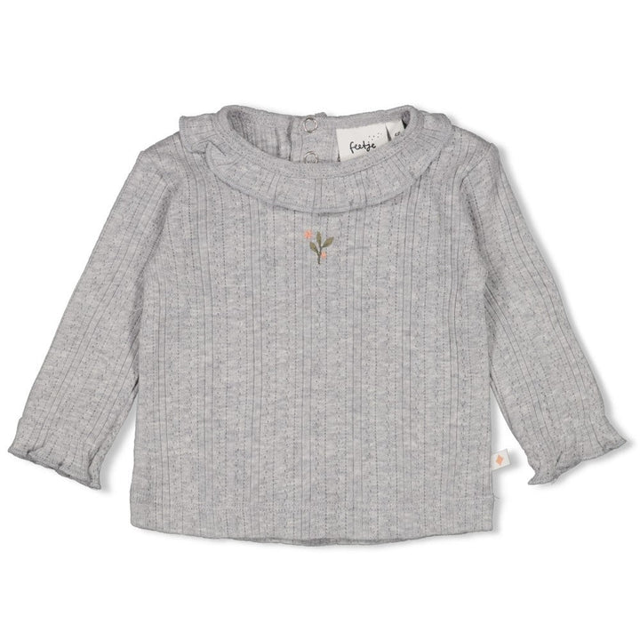 Longsleeve ajour rib Grijs melange - Fields of Green