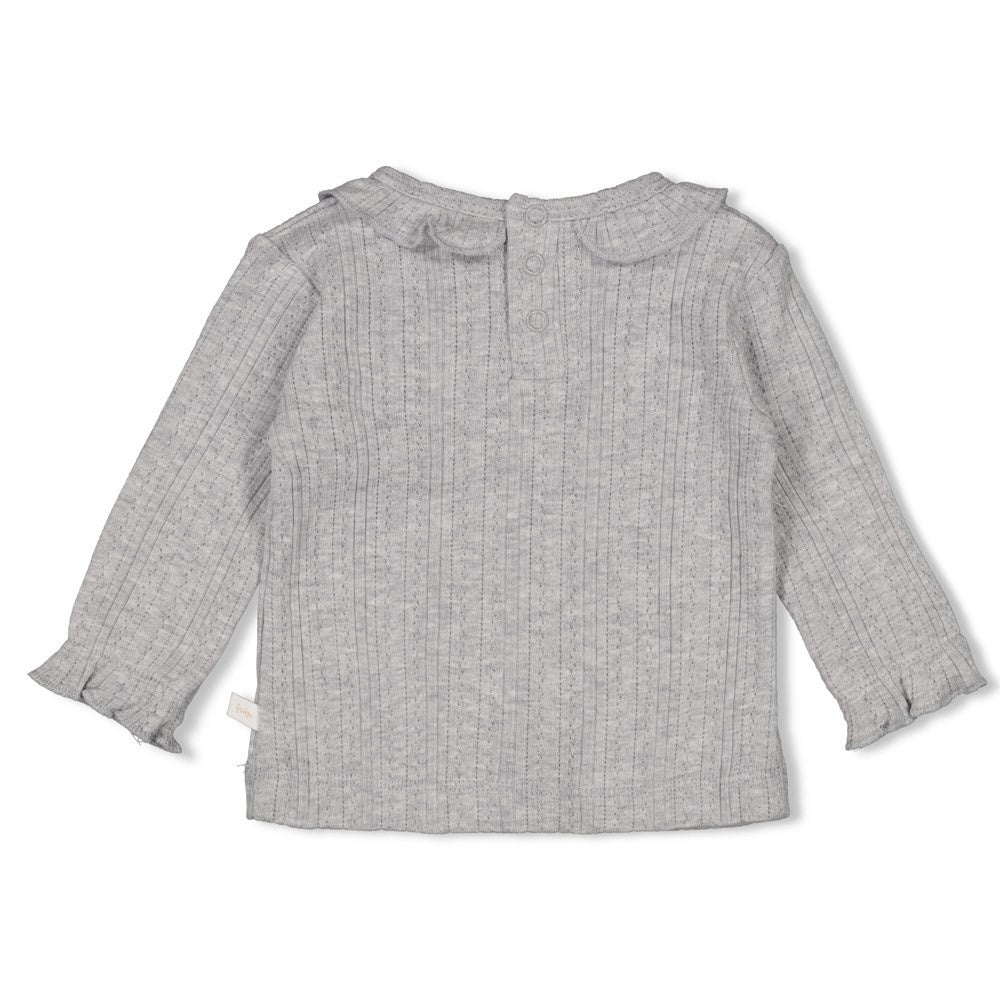 Longsleeve ajour rib Grijs melange - Fields of Green