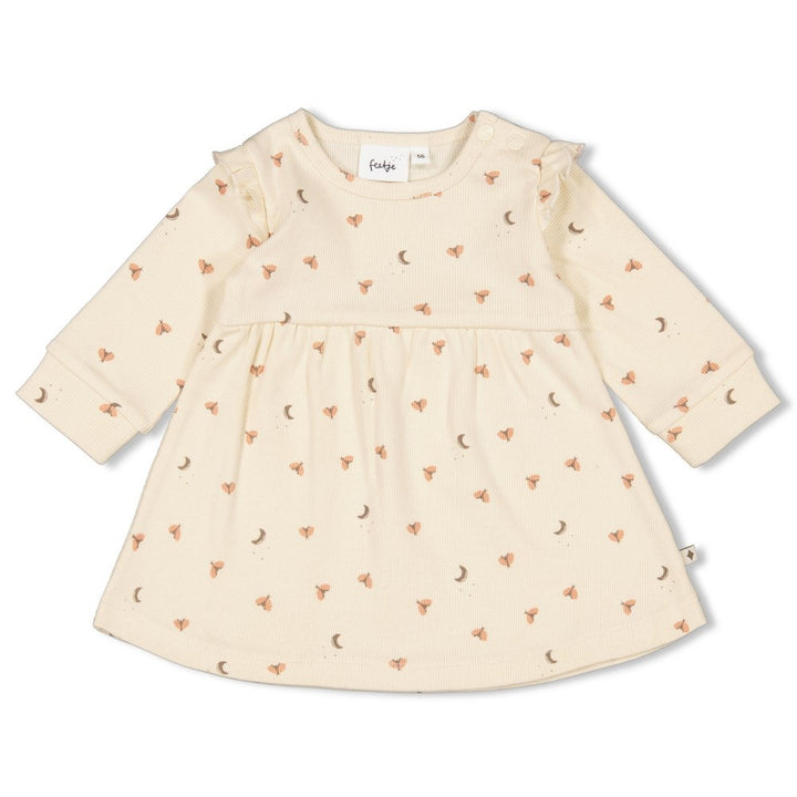 Jurk ruches rib Offwhite - Dancing In The Moonlight