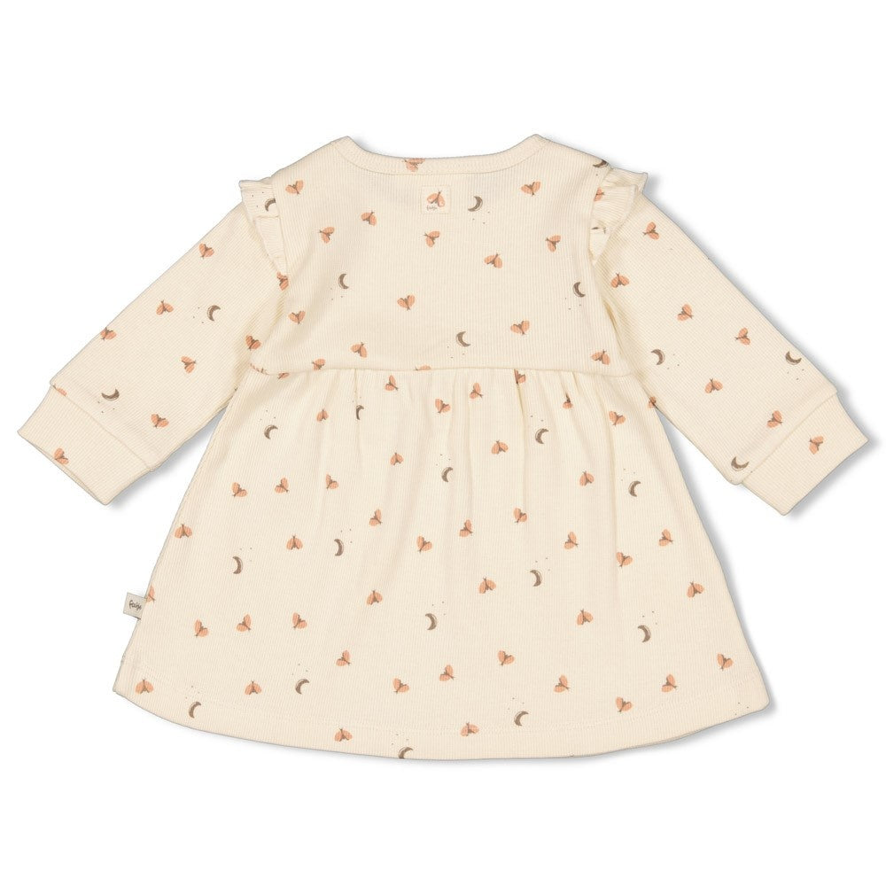 Jurk ruches rib Offwhite - Dancing In The Moonlight