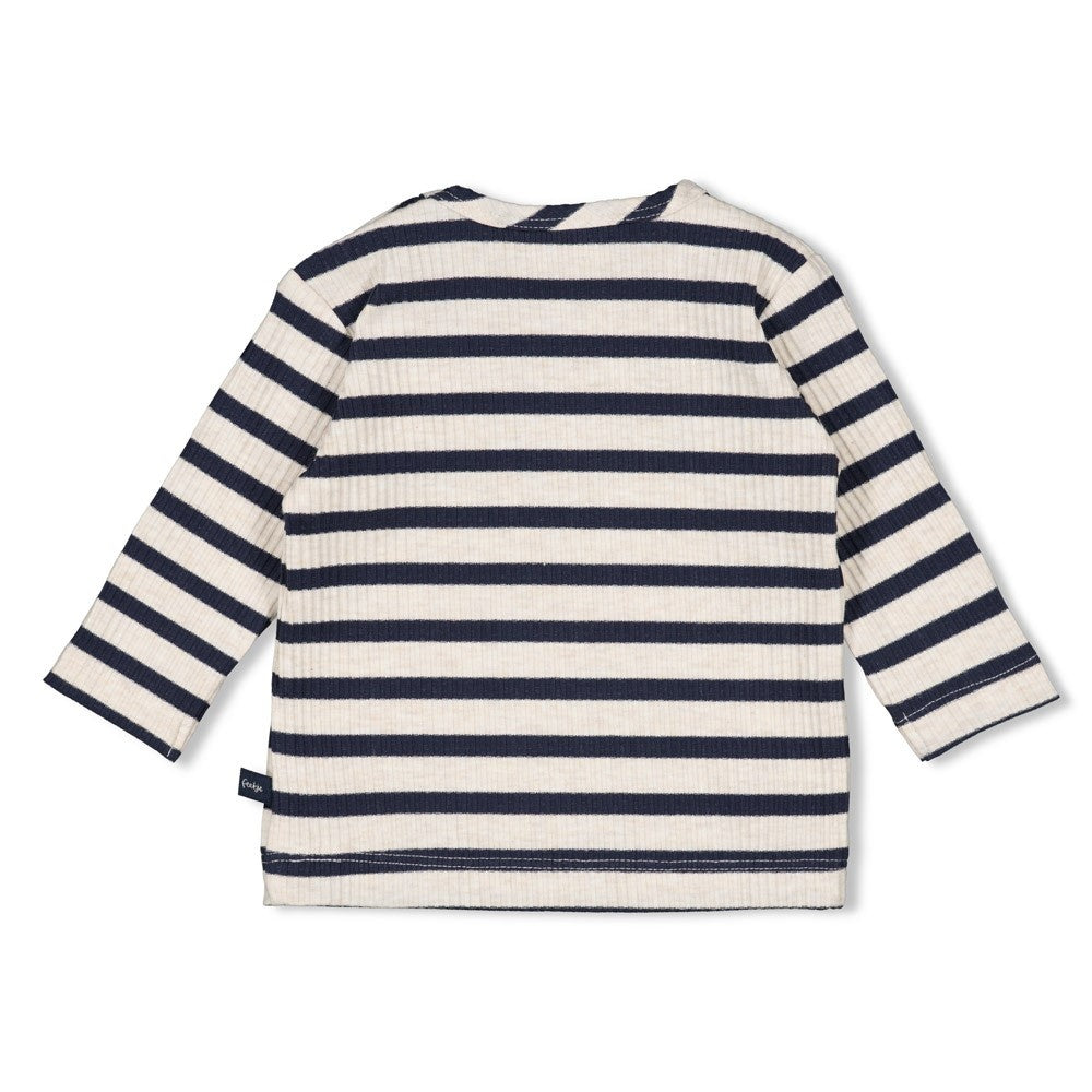 Longsleeve rib met streep Marine - Let's Go!