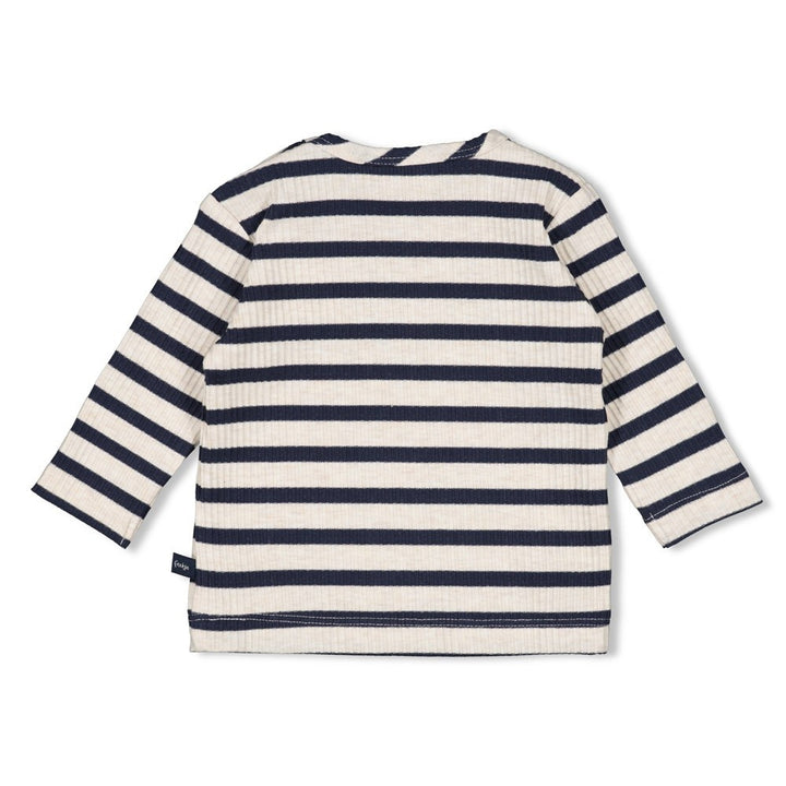 Longsleeve rib met streep Marine - Let's Go!