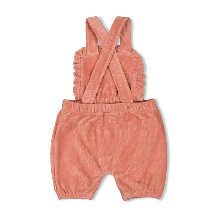 Kurze Latzhose aus Cordvelours Mauve - Woodland Bloom