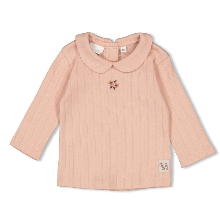 Longsleeve pointelle rib Roze - Woodland Bloom