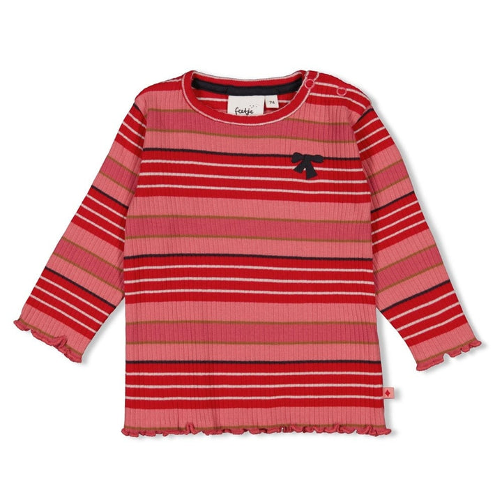 Longsleeve rib met streep l.Roze - Queen of Hearts