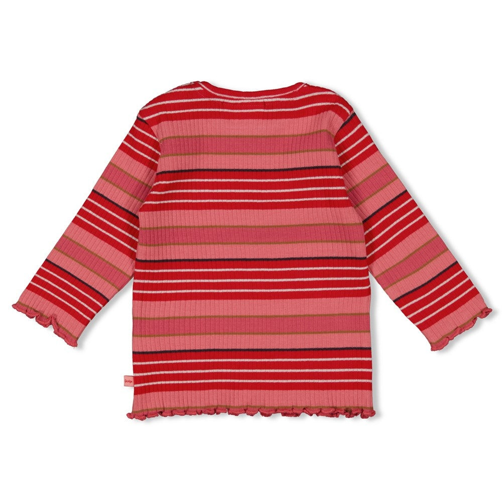 Longsleeve rib met streep l.Roze - Queen of Hearts