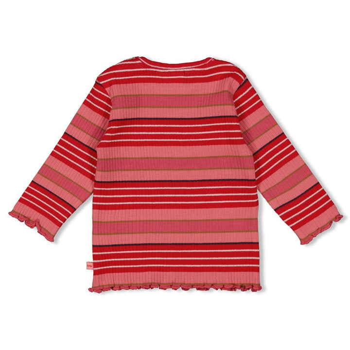 Longsleeve rib met streep l.Roze - Queen of Hearts
