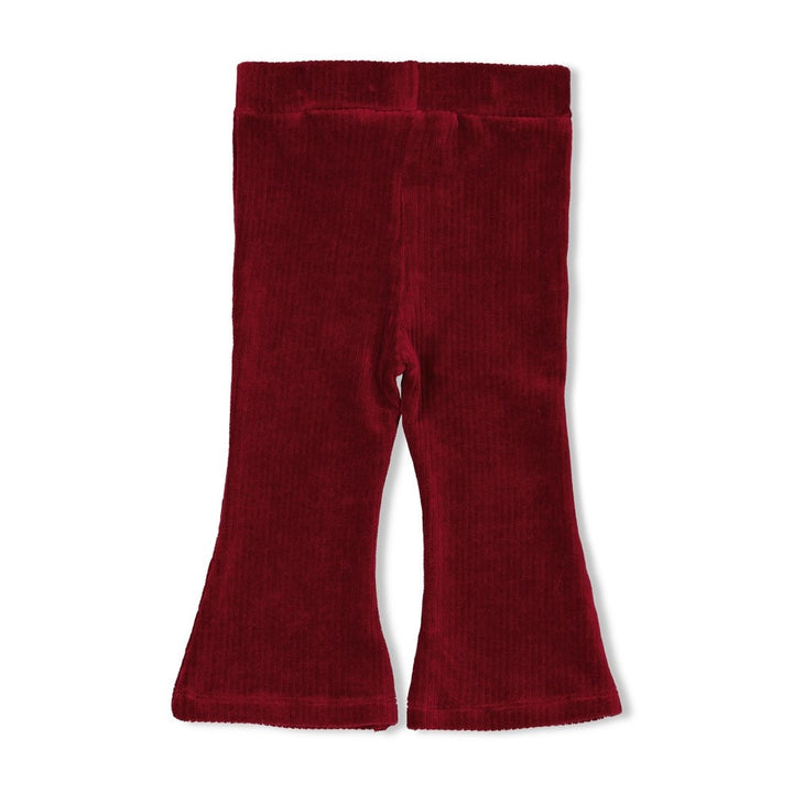 Flare broek velours rib Bordeaux - Queen of Hearts