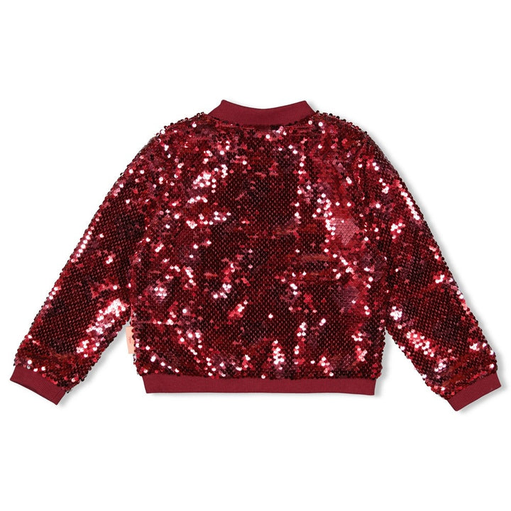 Pailetten bomberjack Bordeaux - Queen Of Hearts