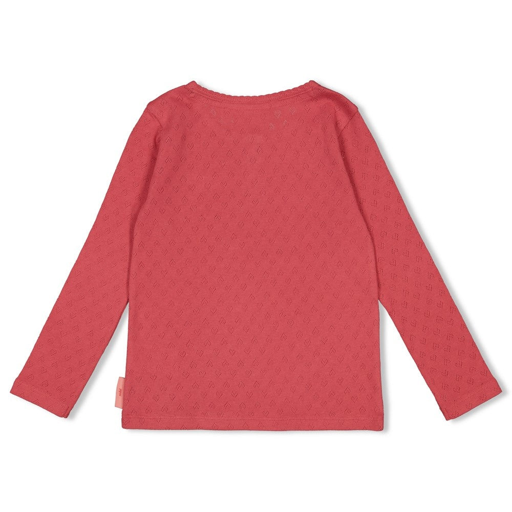 Longsleeve ajour rib Roze - Queen Of Hearts