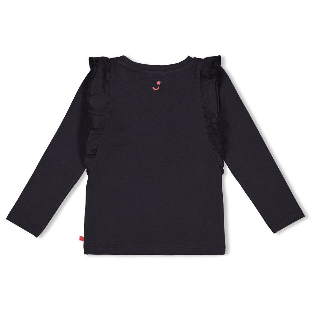 Longsleeve ruches Antraciet - Queen Of Hearts