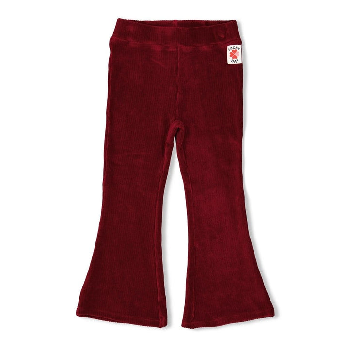 Flared broek velours rib Bordeaux - Queen Of Hearts