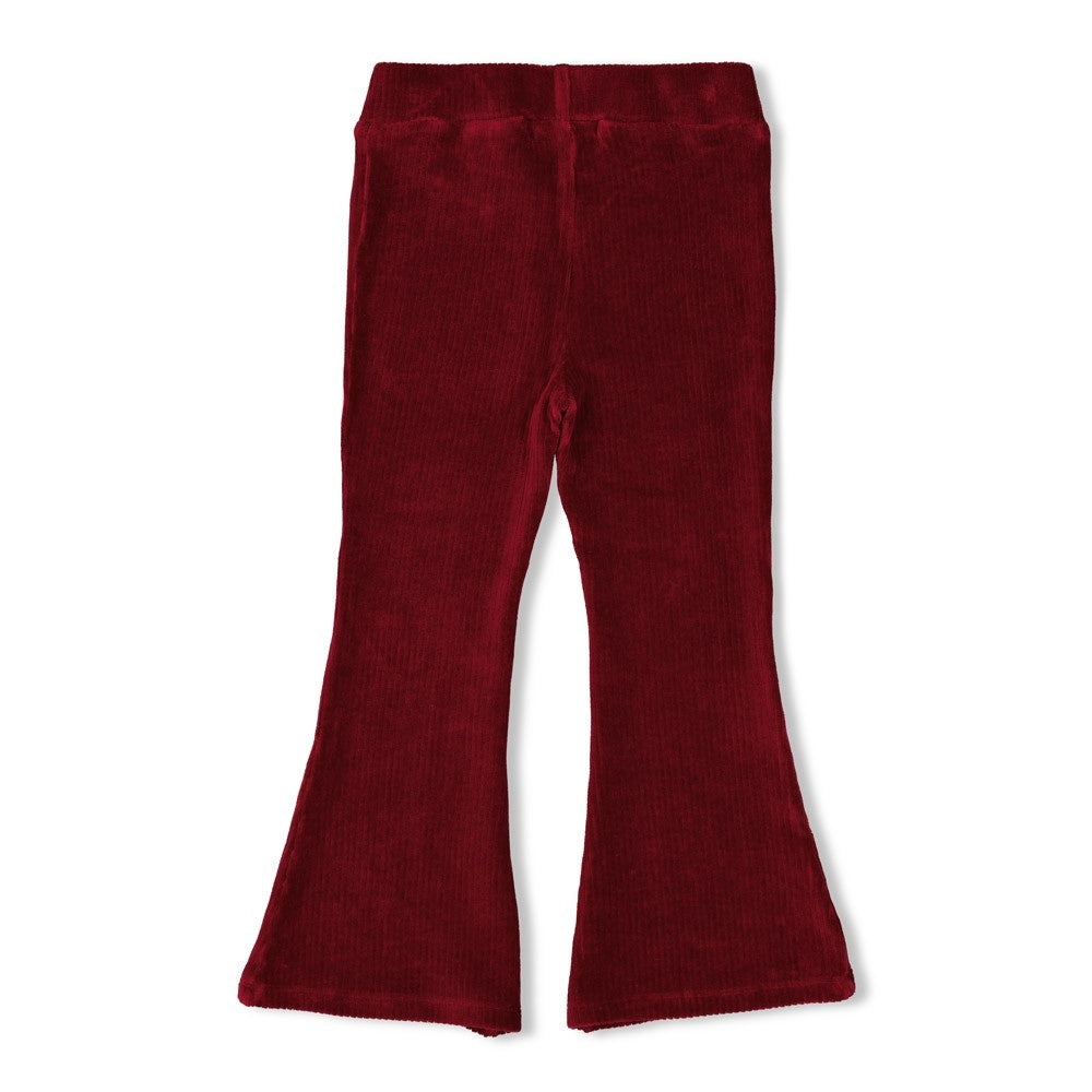 Flared broek velours rib Bordeaux - Queen Of Hearts