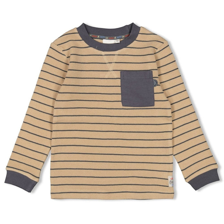 Longsleeve streep wafelstructuur Zand - Couch Club