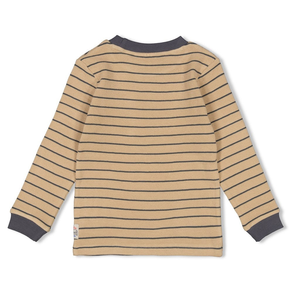 Longsleeve streep wafelstructuur Zand - Couch Club