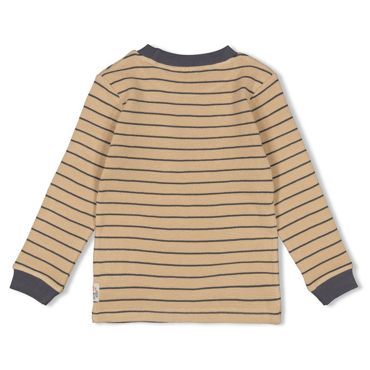 Longsleeve streep wafelstructuur Zand - Couch Club