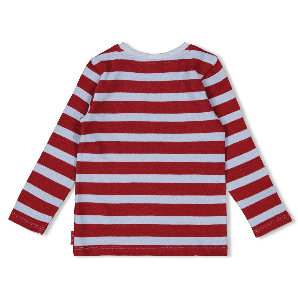 Longsleeve rib met streep Bordeaux - Waves and Whales