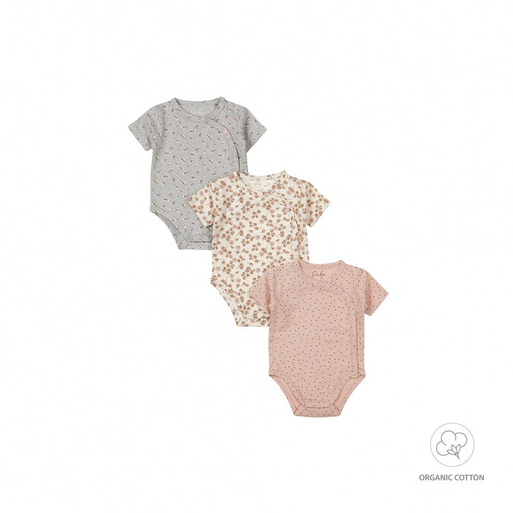 Romper 3 - pack korte mouw organic cotton Multi colour - GIRLS 2024