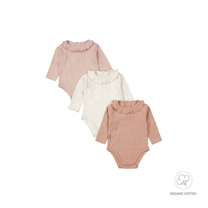 Romper 3 - pack lange mouw organic cotton Multi colour - GIRLS 2024