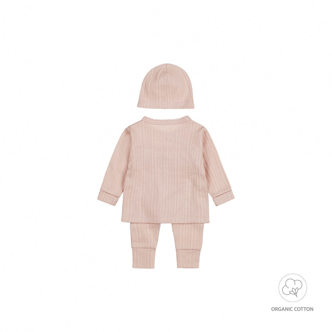 Setje + muts organic cotton Light dusty pink - GIRLS 2024