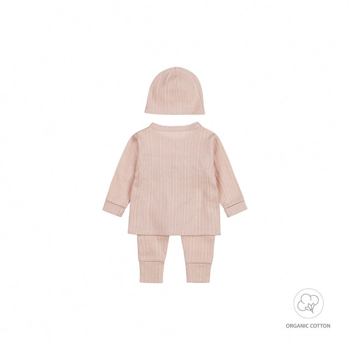 Setje + muts organic cotton Light dusty pink - GIRLS 2024