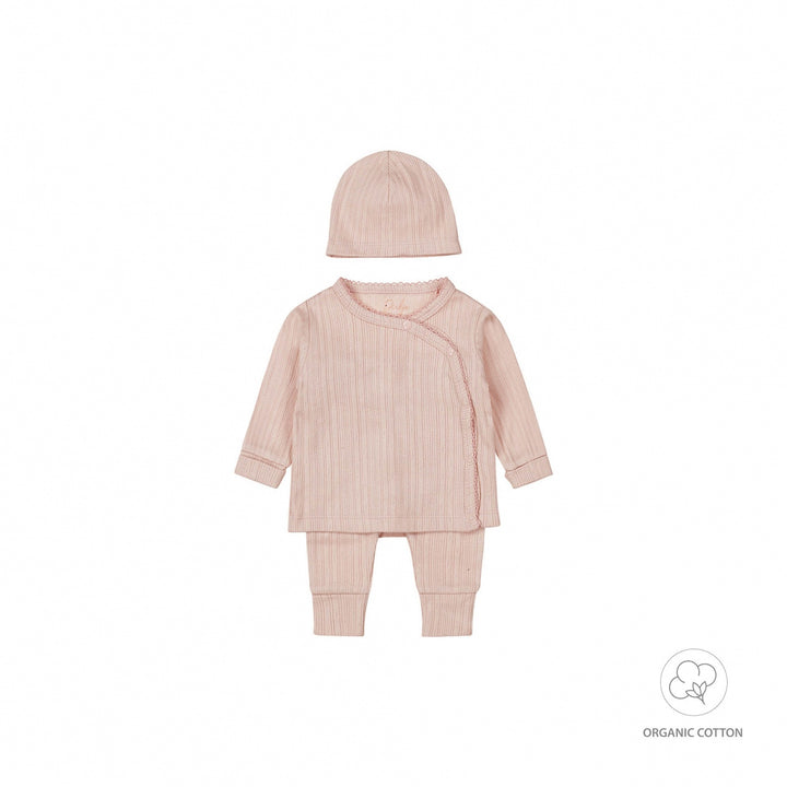 Setje + muts organic cotton Light dusty pink - GIRLS 2024