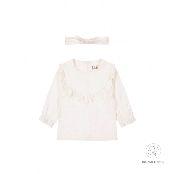 Blouse + haarband organic cotton Off white - GIRLS 2024