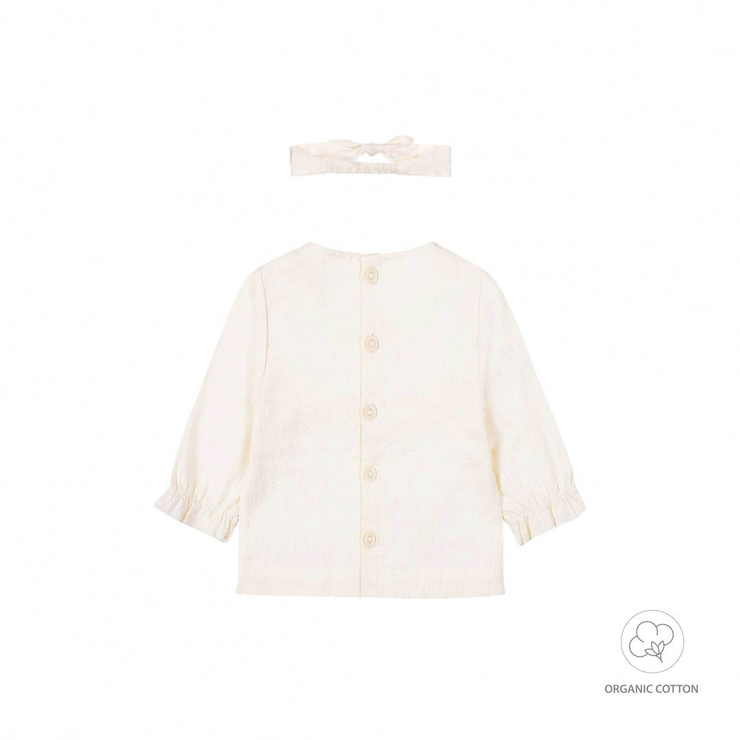 Blouse + haarband organic cotton Off white - GIRLS 2024