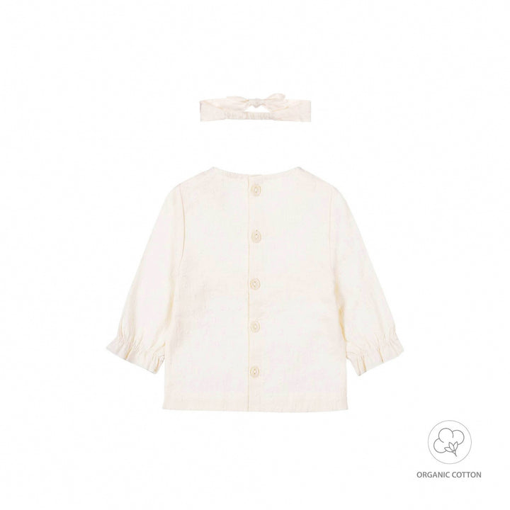 Blouse + haarband organic cotton Off white - GIRLS 2024