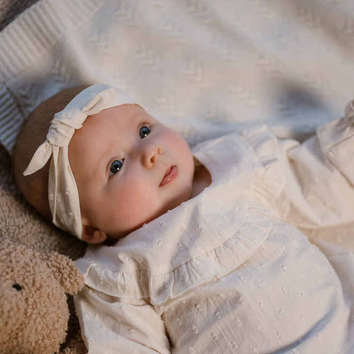 Blouse + haarband organic cotton Off white - GIRLS 2024