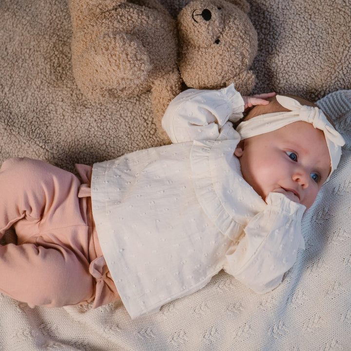 Blouse + haarband organic cotton Off white - GIRLS 2024