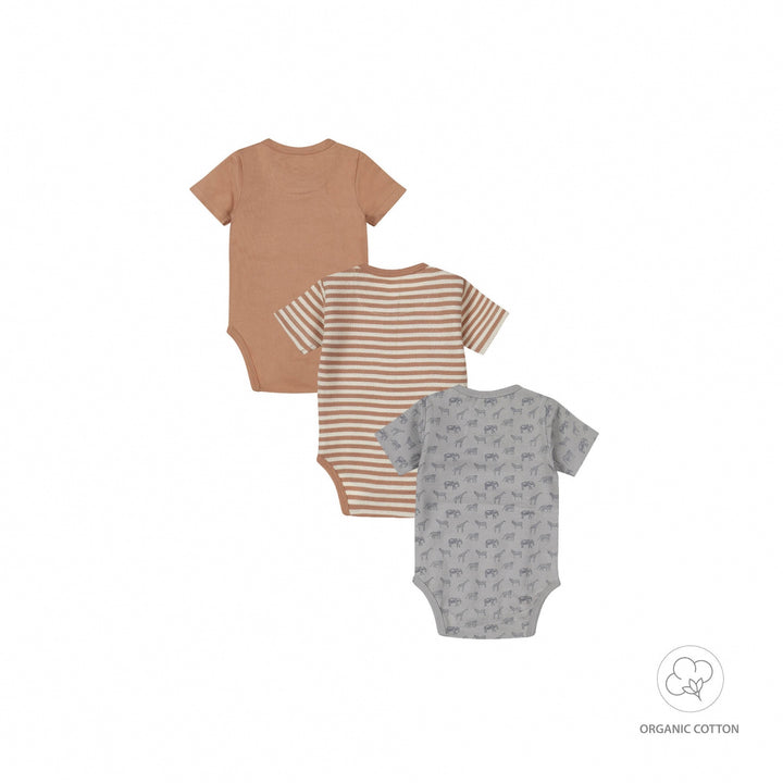 Romper 3 - pack korte mouw organic cotton Multi colour - BOYS 2024