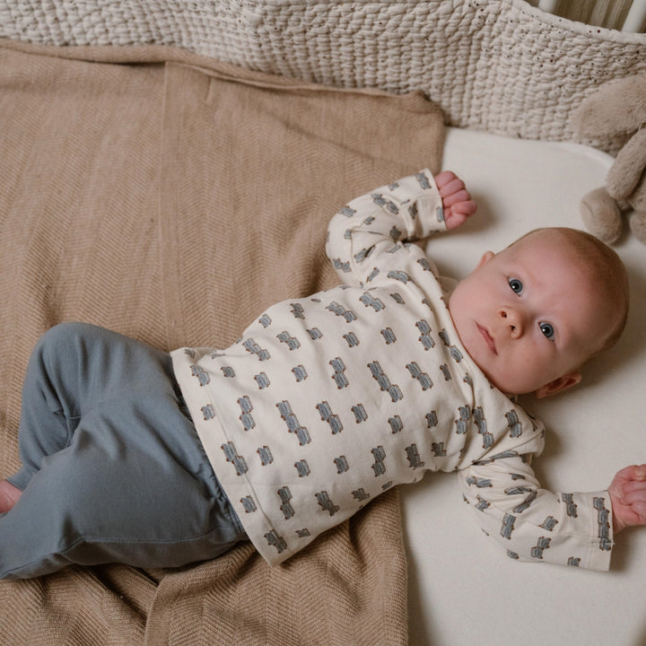 Pyjama Bio-Baumwolle Verwaschenes Blau - JUNGEN 2024