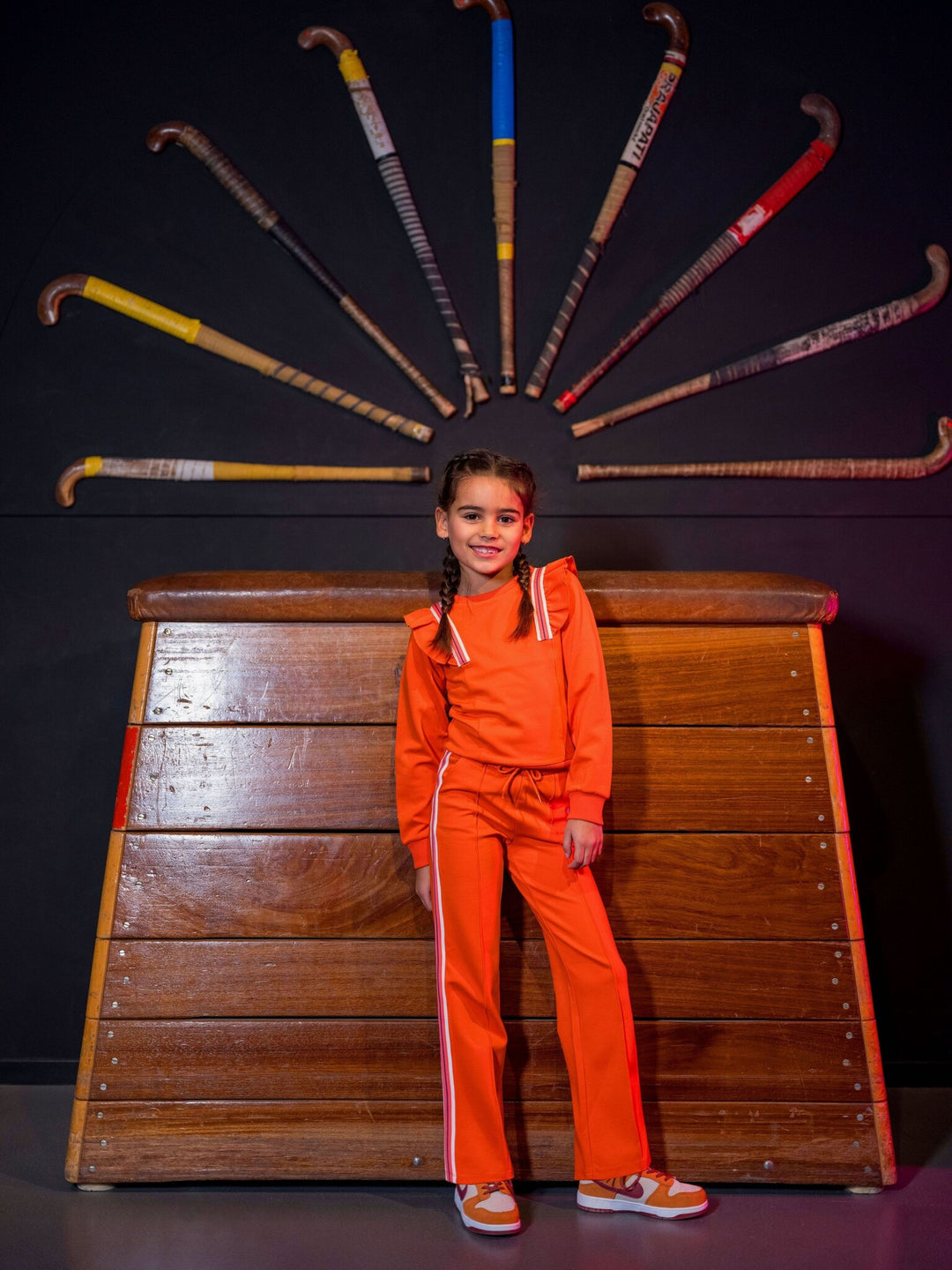 Kids trui Sara with ruffles Orange glo