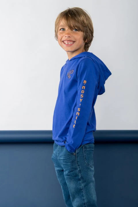 Kids longsleeve Ted hooded Royal Blue