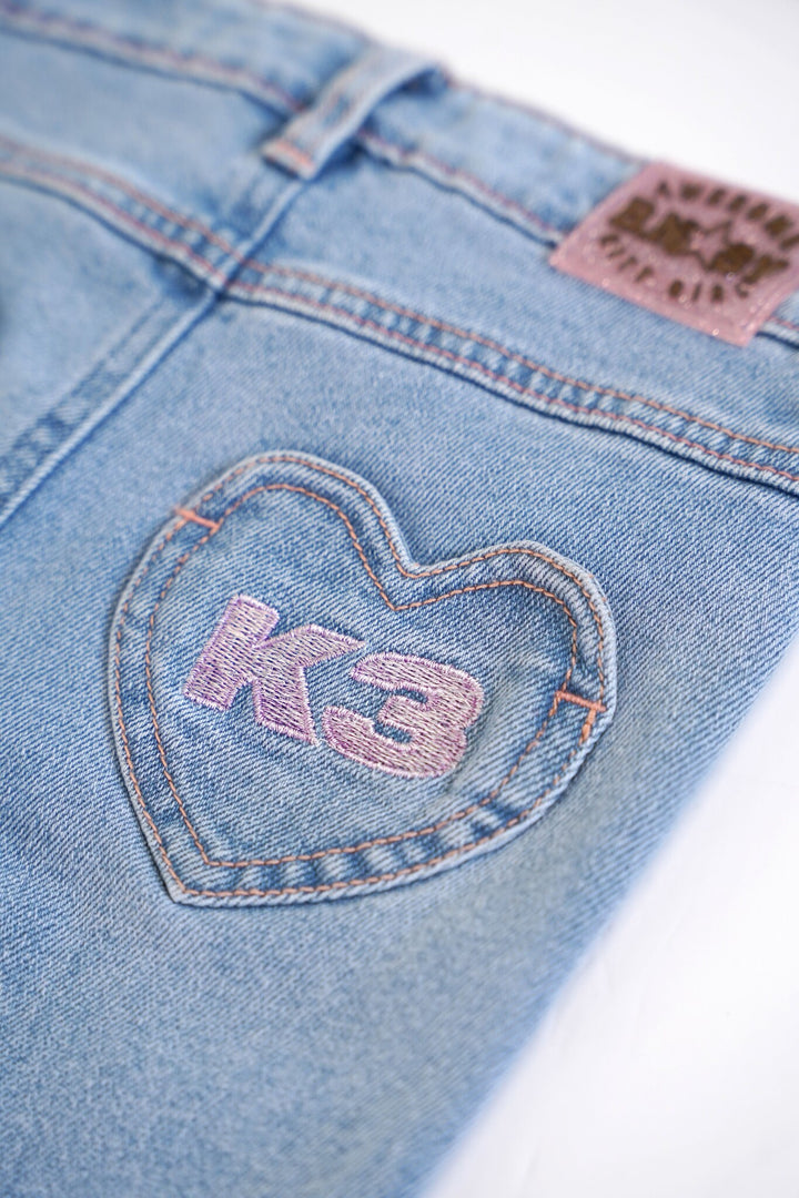 Kids broek K3 Peggie flared Light denim
